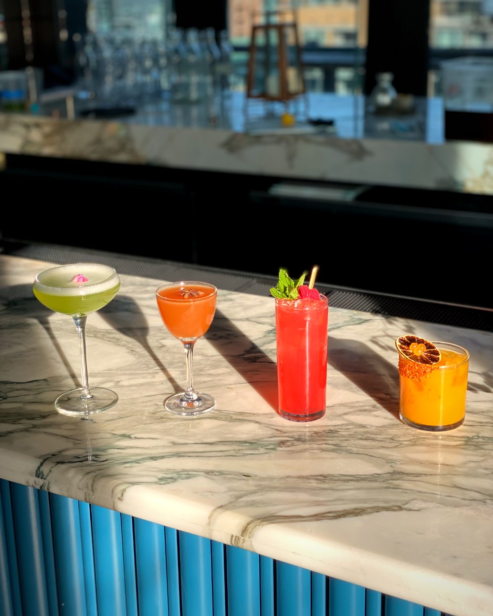 A flight of cocktails